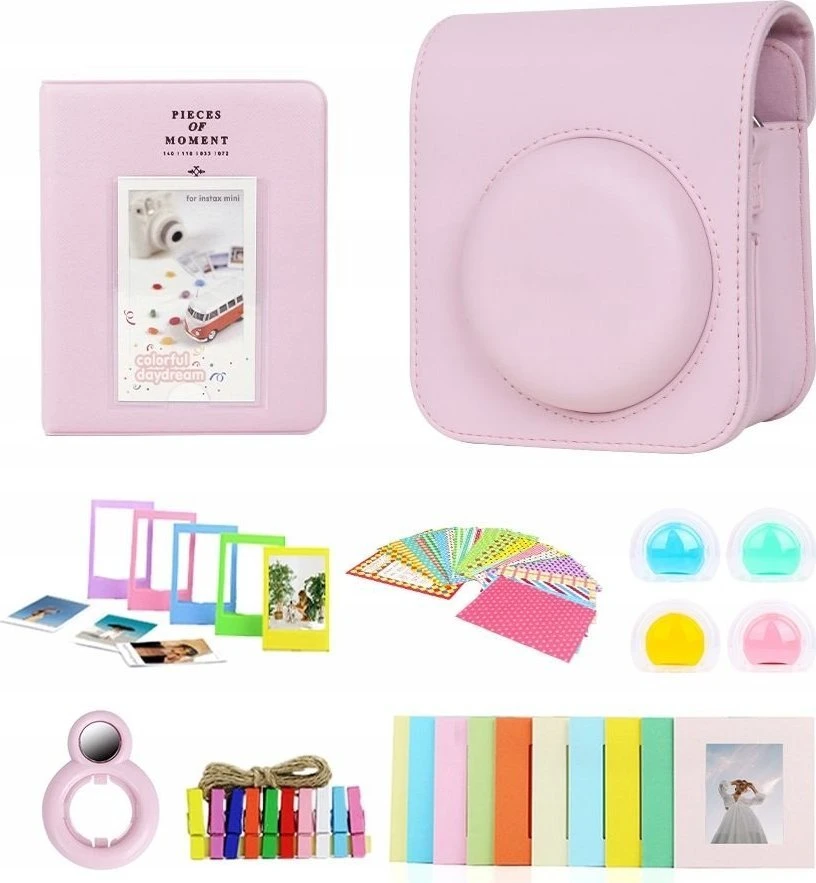 Dėklas LoveInstant Rinkinys 8w1 Priedai Do Fujifilm Instax Mini 12 / Rožinė