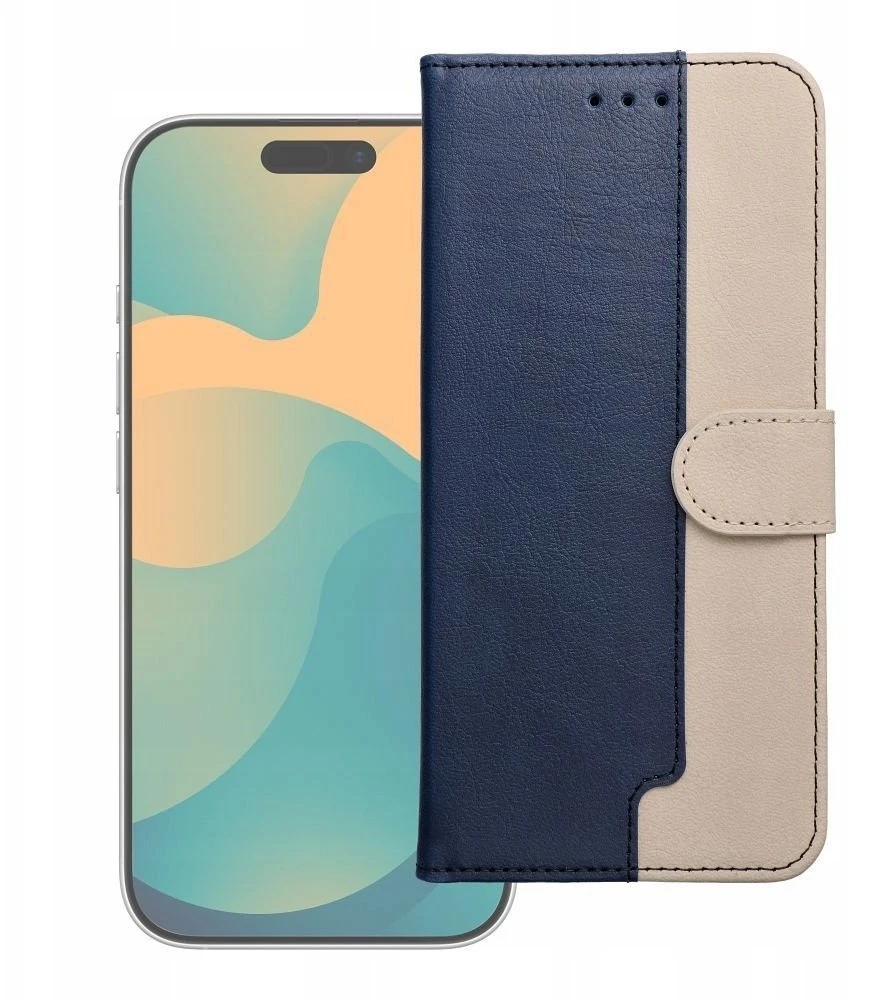 Markowe Dėklas su klapką na Samsung S26 ULTRA Split Book tamsiai mėlyna ir kreminė