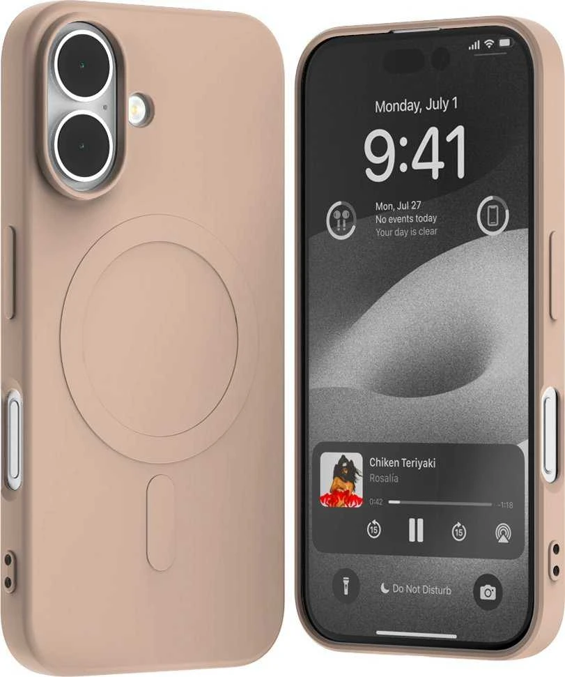 Mercury MagSafe Semi-Silikoninis Apple iPhone 16 6,1" dėklas telefonui rožinės spalvos sand