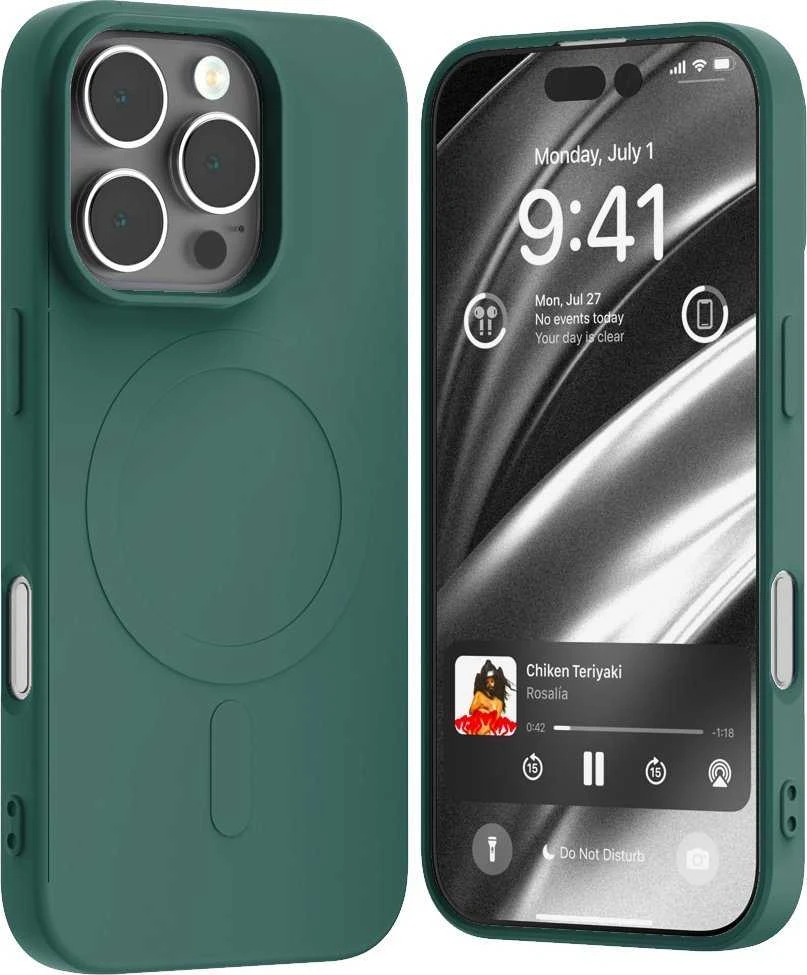 Dėklas Mercury MagSafe Semi-Silicone Apple iPhone 16 Pro 6,3″ žalios spalvos