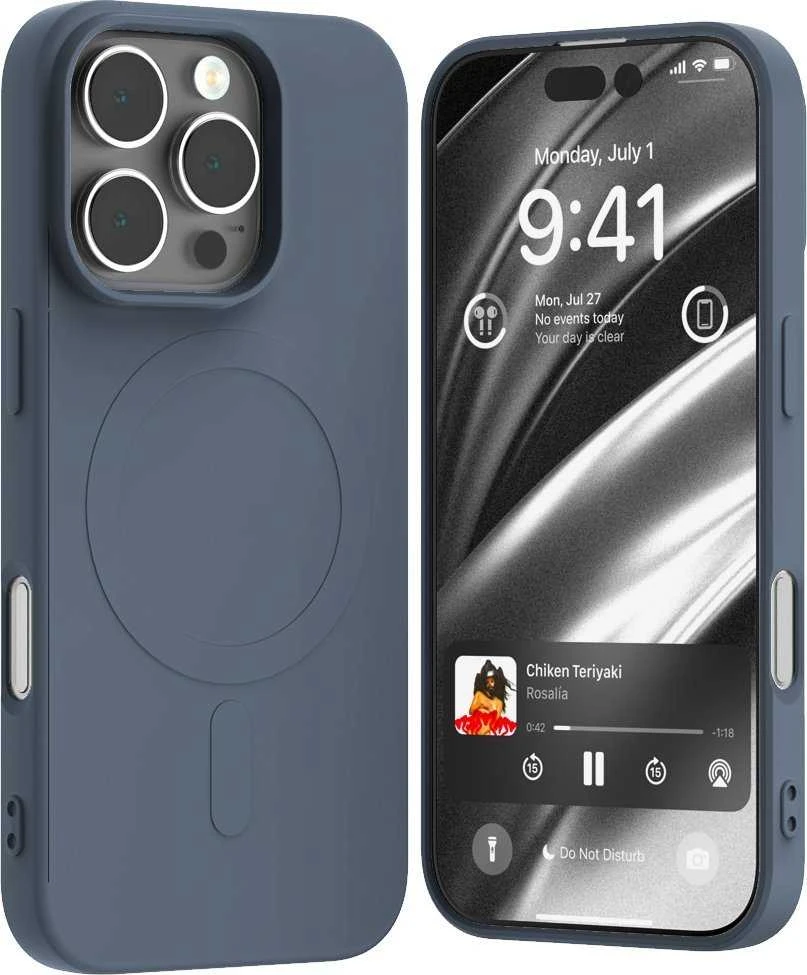 Mercury pusiau silikoninis Magsafe dėklas, skirtas iPhone 16 Pro, šviesiai mėlynas