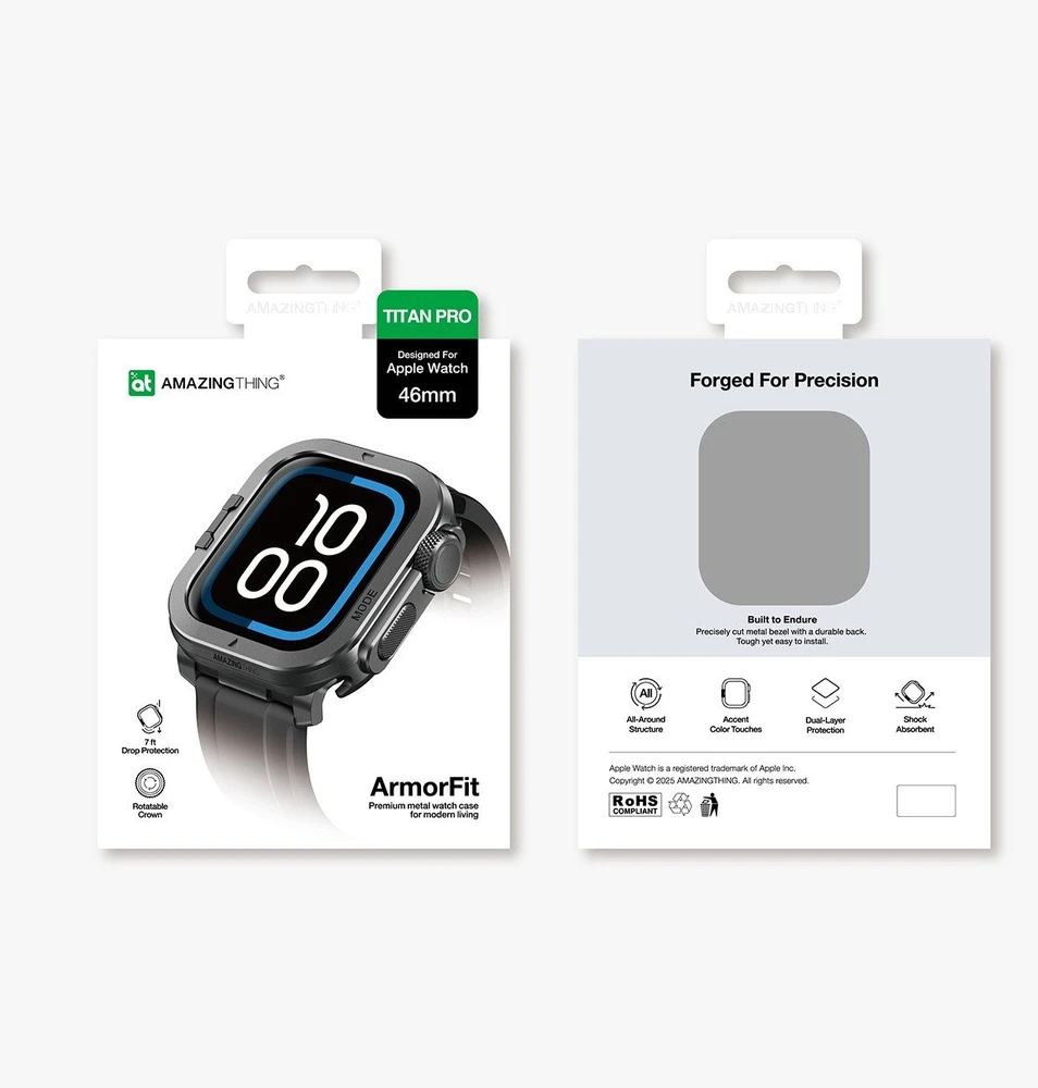 Nezatříděno AmazingThing Titan Pro Metal dėklas skirtas Apple Watch 11 46mm Aluminum - juodos spalvos