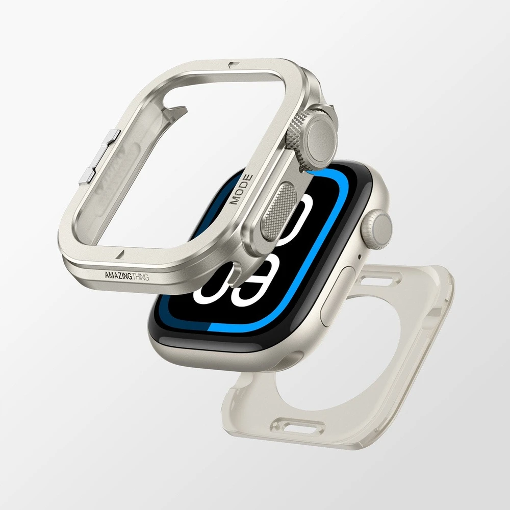 Marka Niezdefiniowana AmazingThing Titan Pro Metal dėklas skirtas Apple Watch 11 46mm Aluminum – Titanium