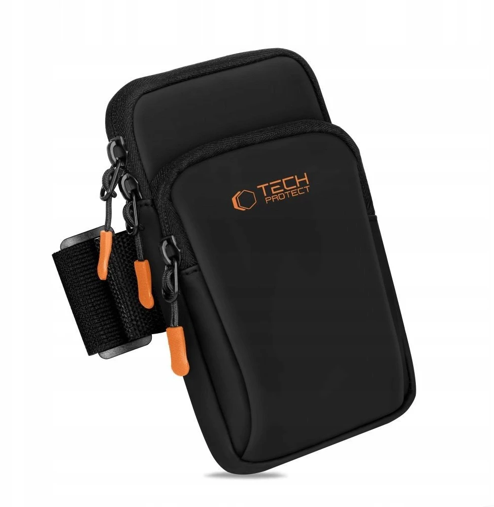 Dėklas Tech-Protect M7 Universal Sport Armband Case – juodos spalvos ir oranžinės spalvos