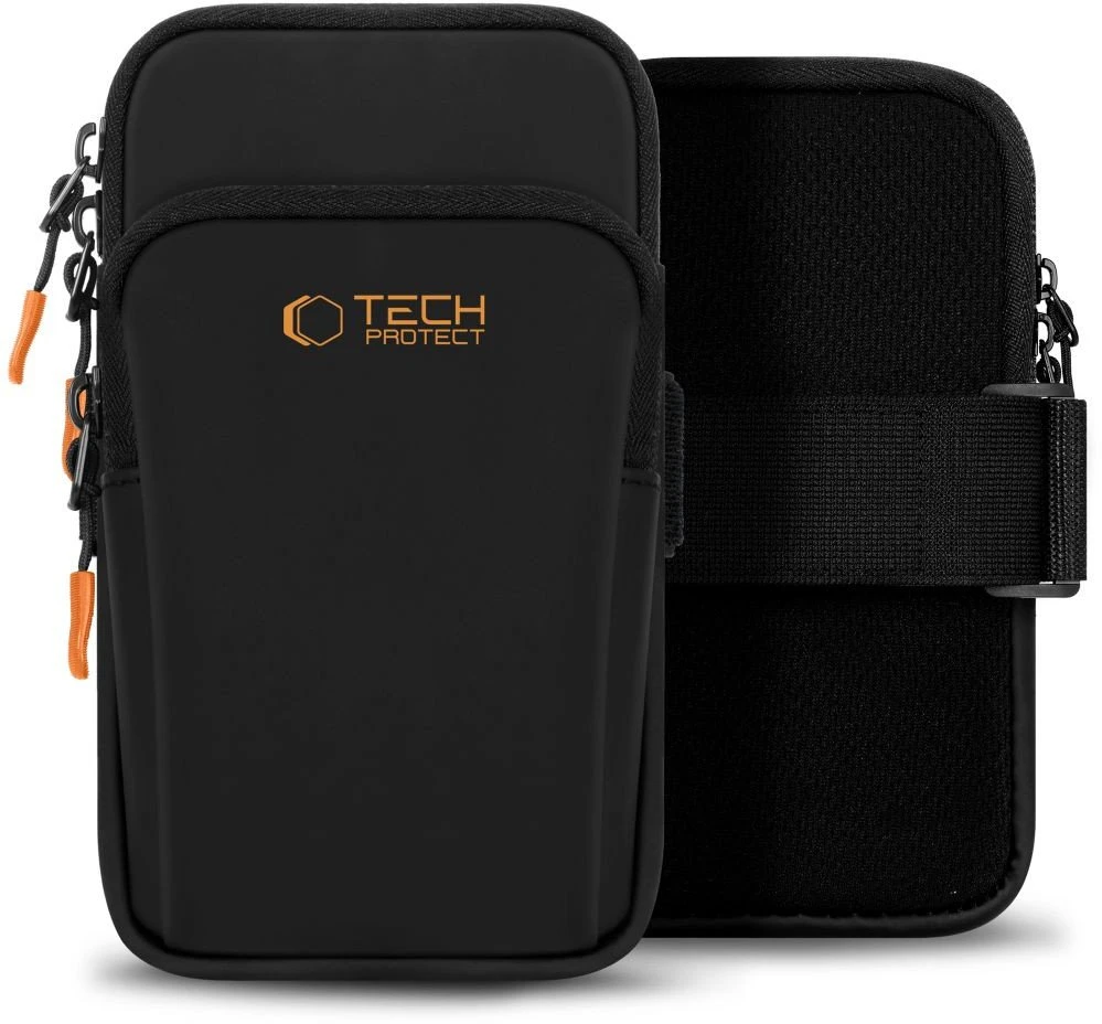 Dėklas Tech-Protect M7 Universal Sport Armband Case – juodos spalvos ir oranžinės spalvos