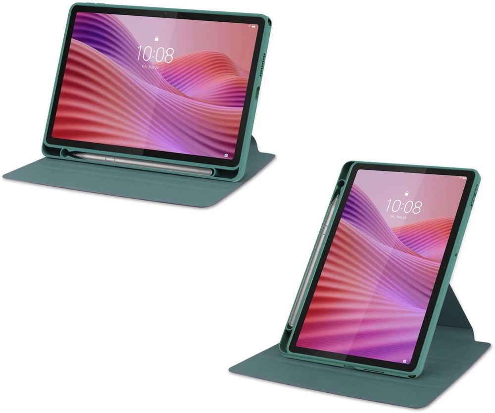 Planšetinio kompiuterio dėklas 4kom.pl 360 Crystal, skirtas Lenovo Tab 10.1 2025, žalias - apsauginis su stovu, prieiga prie portų ir mygtukų