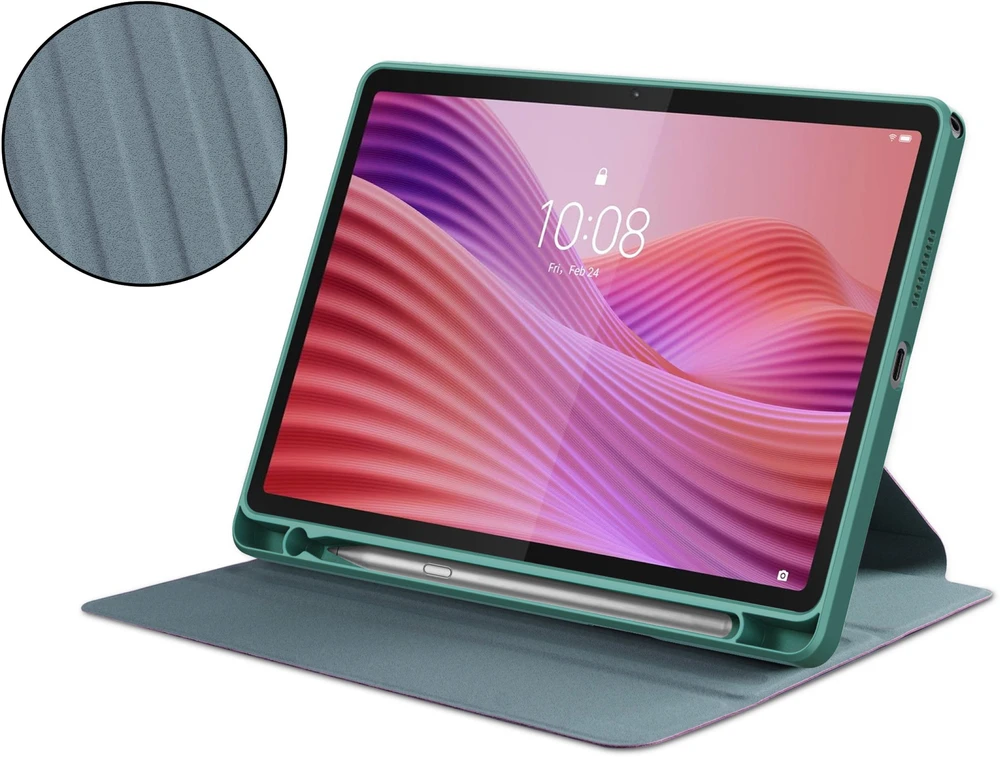 Planšetinio kompiuterio dėklas 4kom.pl 360 Crystal, skirtas Lenovo Tab 10.1 2025, žalias - apsauginis su stovu, prieiga prie portų ir mygtukų
