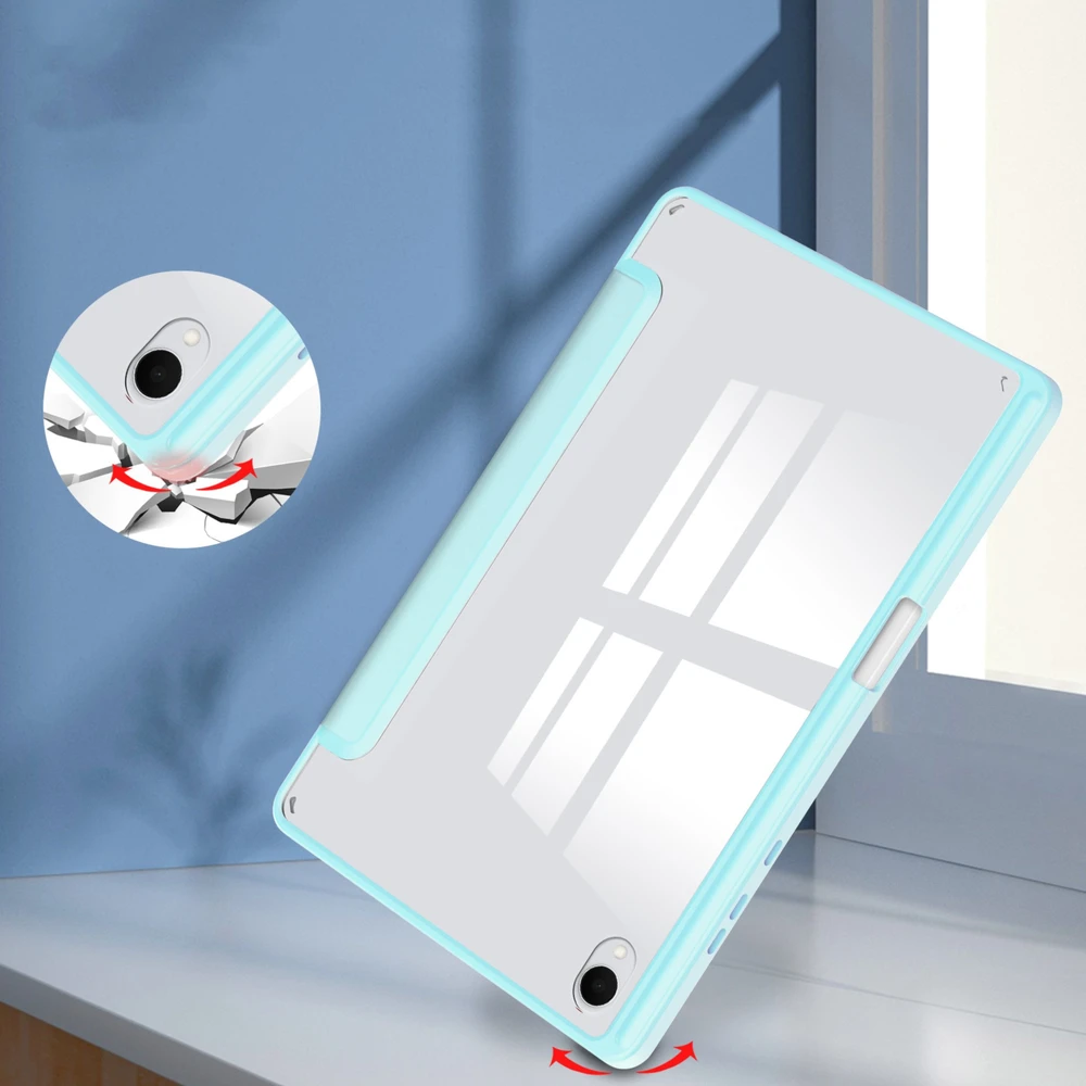 Planšetinio kompiuterio dėklas 4kom.pl Clear Pieštukas, skirtas Samsung Galaxy Tab S11 11 SM SMX736, su dangteliu, mėlynas - apsauginis