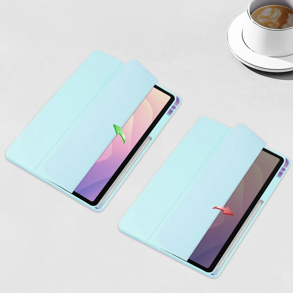 Planšetinio kompiuterio dėklas 4kom.pl Clear Pieštukas, skirtas Samsung Galaxy Tab S11 11 SM SMX736, su dangteliu, mėlynas - apsauginis