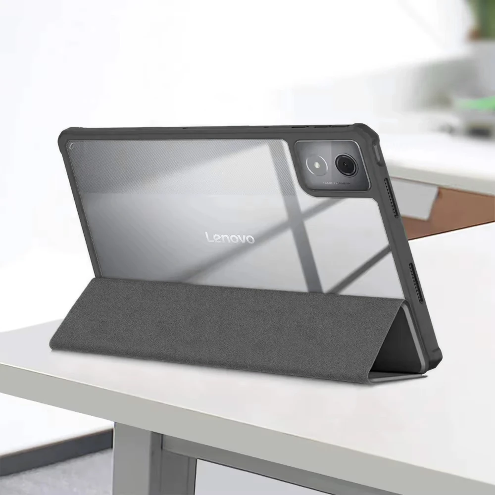 Planšetinio kompiuterio dėklas 4kom.pl Clear Pieštukas, skirtas Lenovo K11 Plus, juodas – apsauginis su stovu, prieiga prie portų ir mygtukų