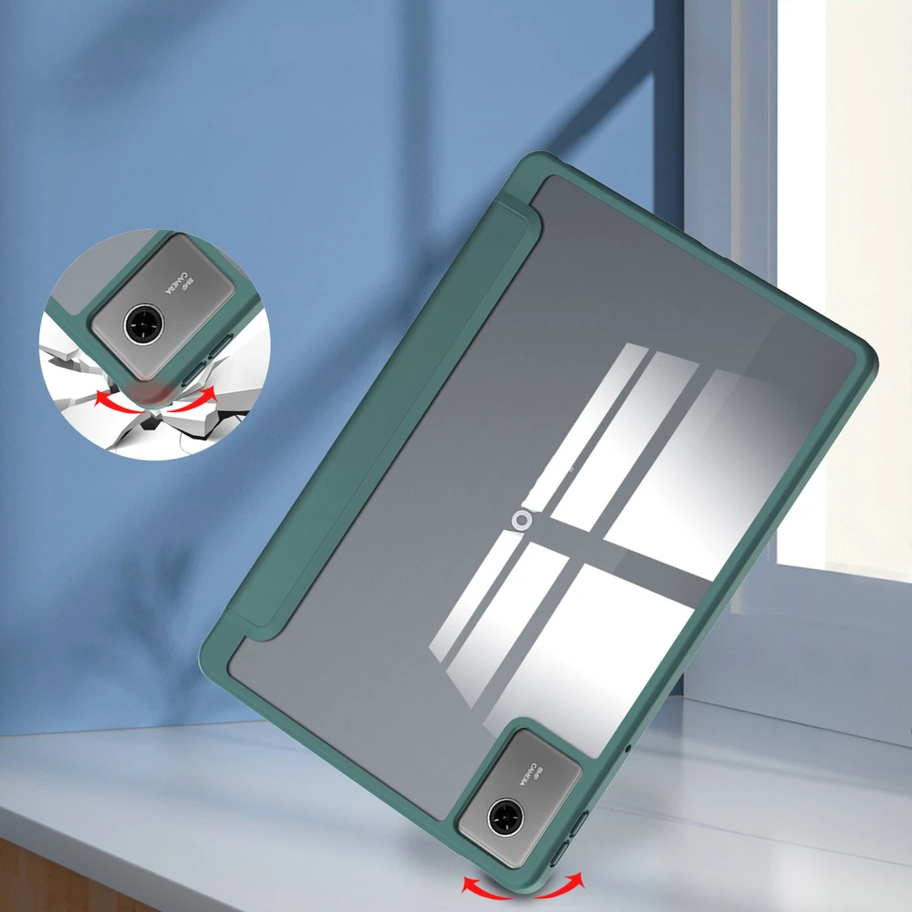 Planšetinio kompiuterio dėklas 4kom.pl „CrystalClear“ dėklas, skirtas „Lenovo Idea Tab 11 2025“ – su stovu ir rašiklio laikikliu