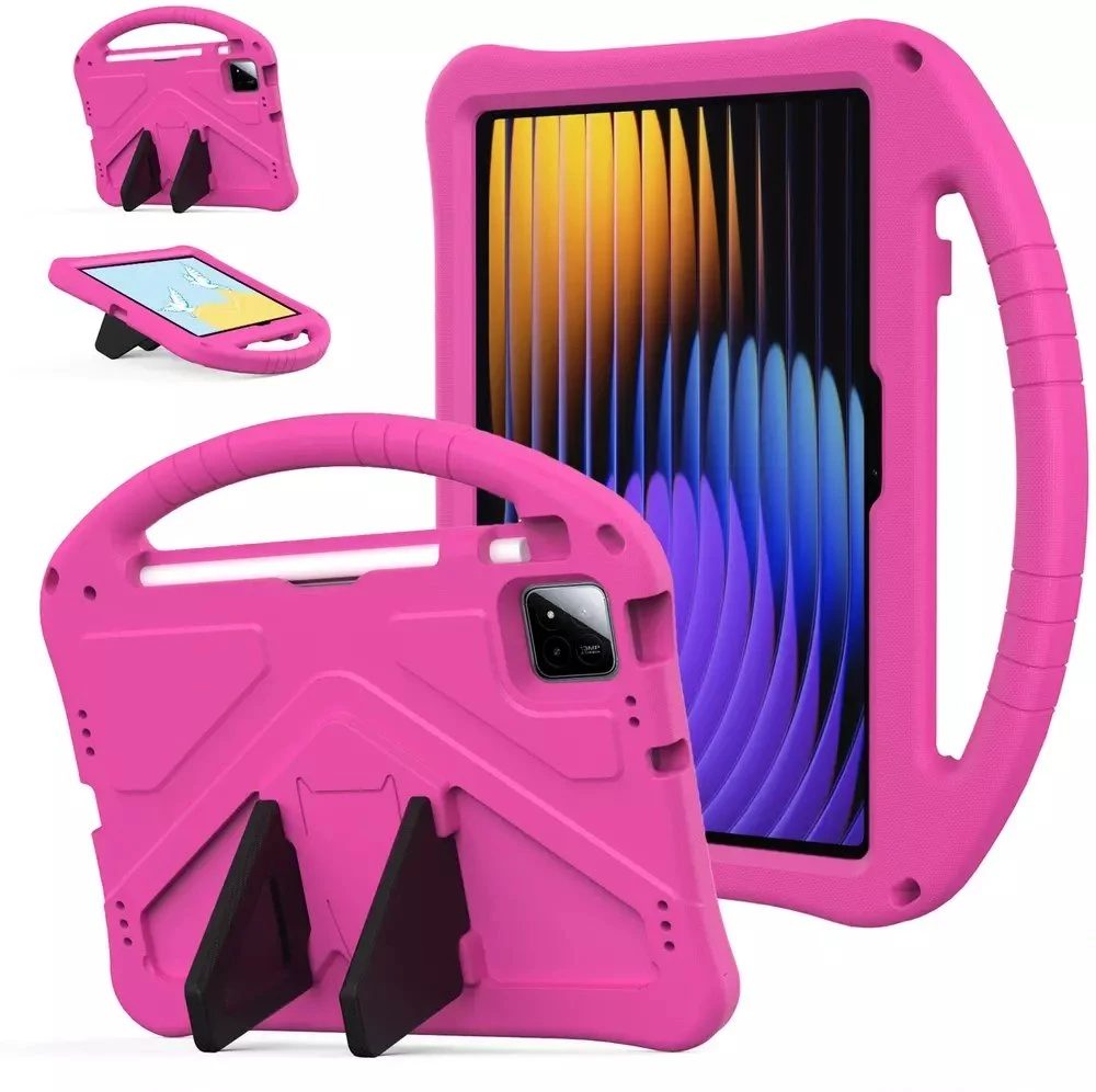 4kom.pl Dėklas планшетui FunColor, skirta Xiaomi Pad 7 / Pad 7 PRO 11.2, su stovu ir rankena, šarvuotas, rausvas