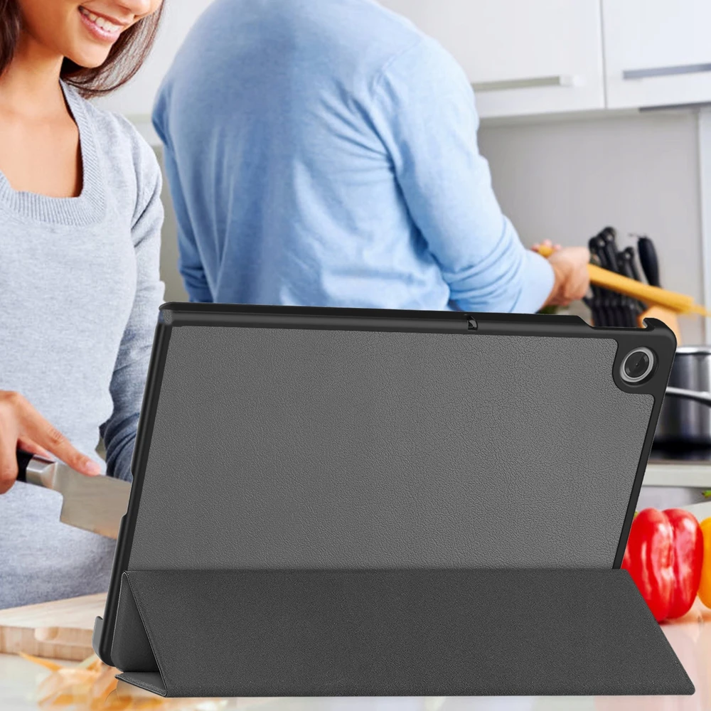 4kom.pl Smart planšetės dėklas Lenovo Tab 10.1 2025 su dangteliu / Lenovo Tab, pilkas – apsauginis su stovu