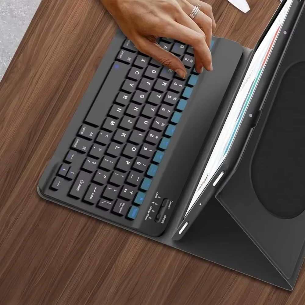 Strado-Tech Z klaviatūra Bluetooth, skirta Redmi Pad 2 Pro 2025 - apsauginis su stovu, prieiga prie prievadų ir mygtukų