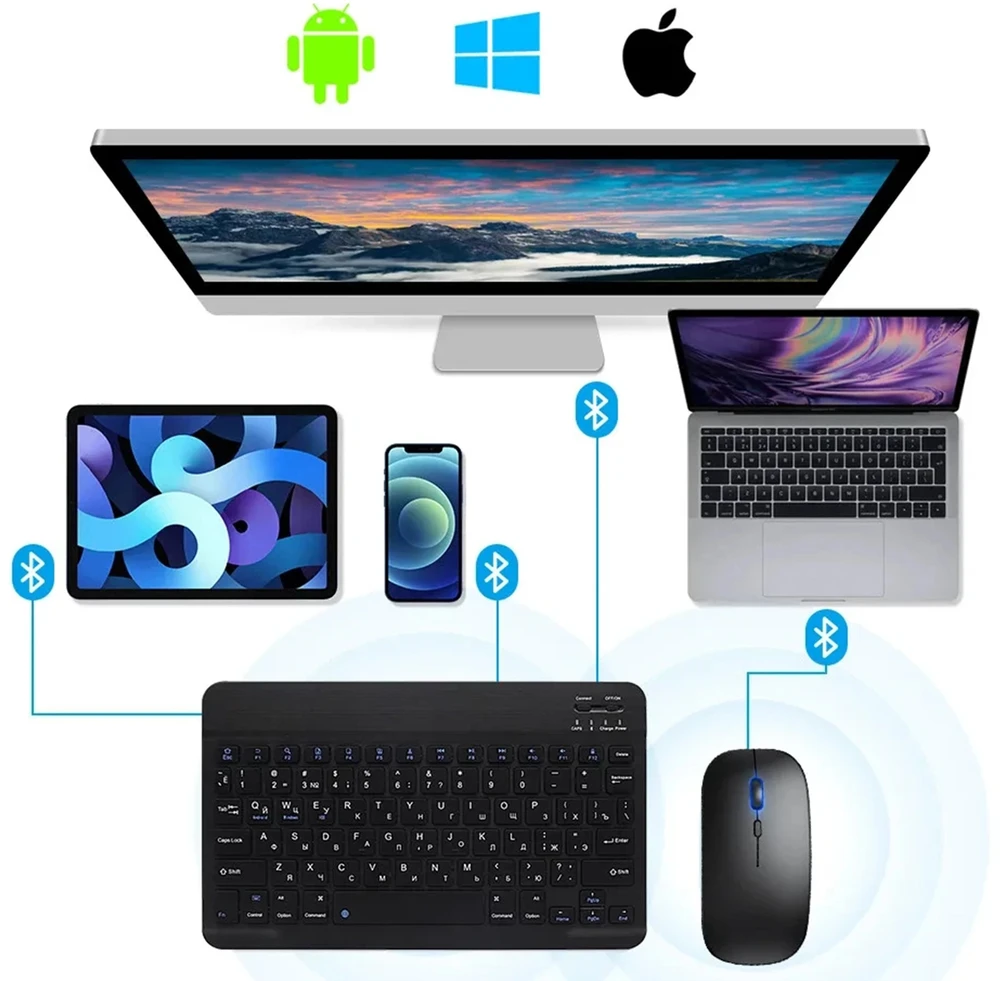 Strado-Tech Z klaviatūra Bluetooth, skirta Redmi Pad 2 Pro 2025 - apsauginis su stovu, prieiga prie prievadų ir mygtukų