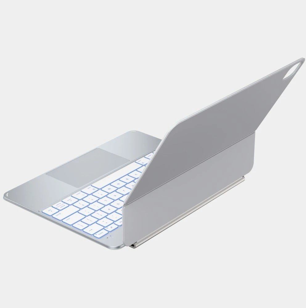 Dėklas Typecase Edge Pro su klaviatūra for Apple iPad Pro 13″ M4 2024 / M5 2025 sidabro spalvos