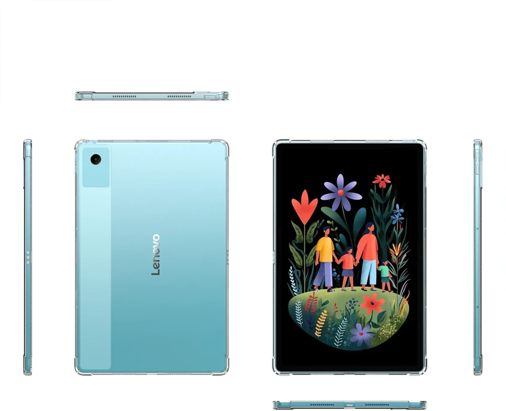Planšetinio kompiuterio dėklas 4kom.pl skirtas Lenovo Idea Tab Plus 12.1 2025 - permatomi silikoniniai nugarėlės dėklai