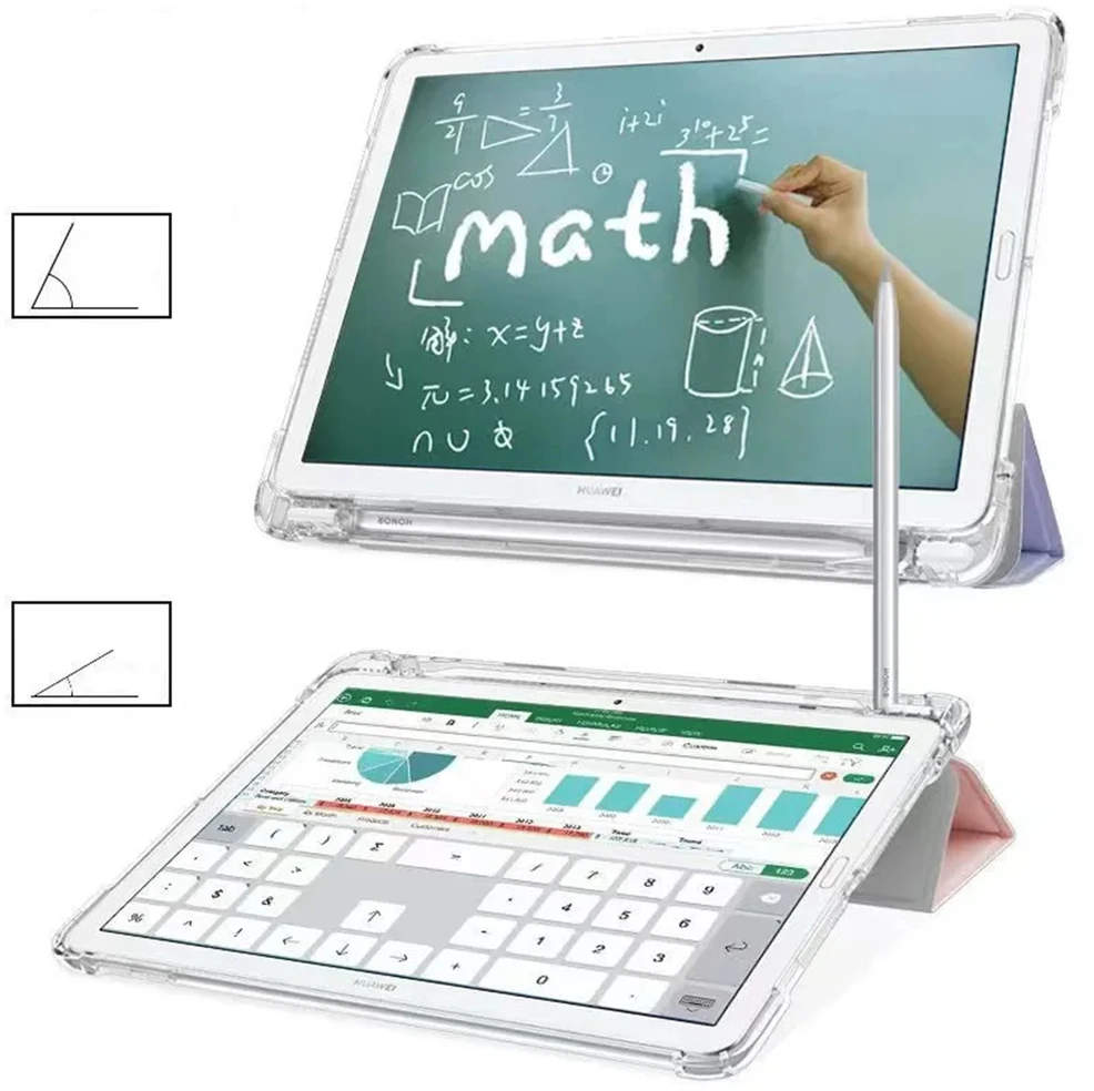 Planšetinio kompiuterio dėklas 4kom.pl skirta Xiaomi Redmi Pad 2 11 2025 – permatomas su vieta rašikliui ir stovu, juodas