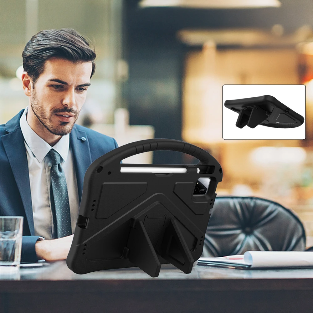 Planšetinio kompiuterio dėklas 4kom.pl FunColor, skirtas Xiaomi Pad 7 / Pad 7 Pro 11.2, šarvuotas / Xiaomi Pad 7 Pro, juodas – apsauginis su stovu