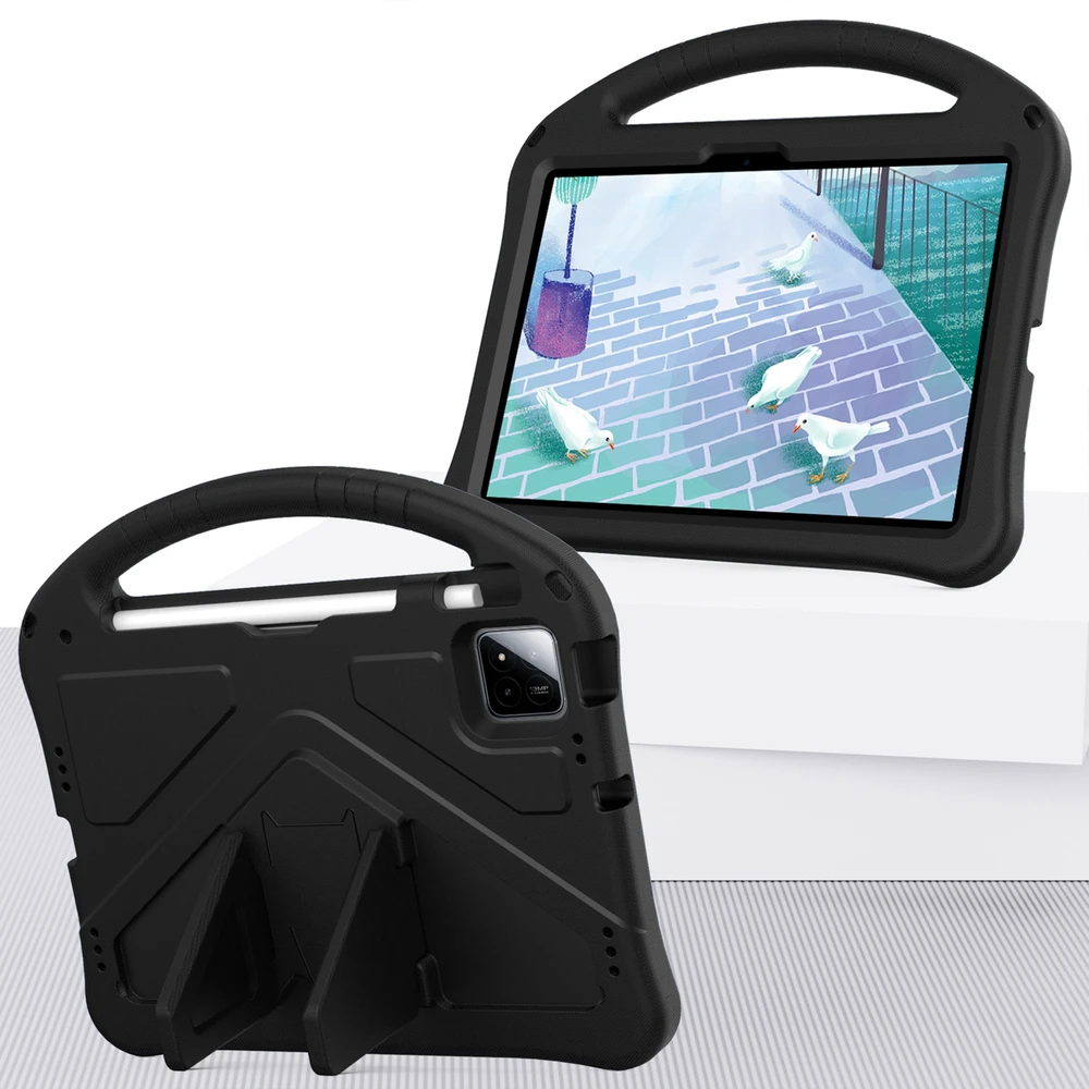 Planšetinio kompiuterio dėklas 4kom.pl FunColor, skirtas Xiaomi Pad 7 / Pad 7 Pro 11.2, šarvuotas / Xiaomi Pad 7 Pro, juodas – apsauginis su stovu