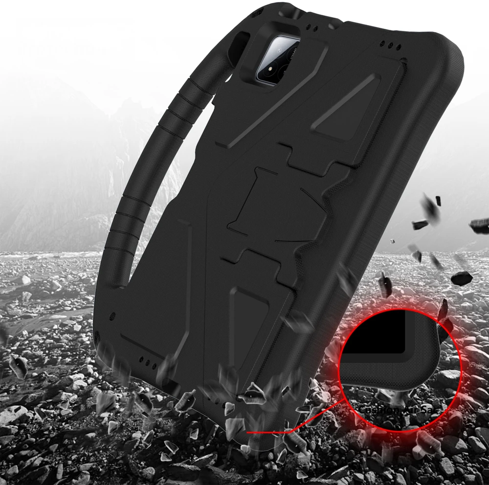 Planšetinio kompiuterio dėklas 4kom.pl FunColor, skirtas Xiaomi Pad 7 / Pad 7 Pro 11.2, šarvuotas / Xiaomi Pad 7 Pro, juodas – apsauginis su stovu