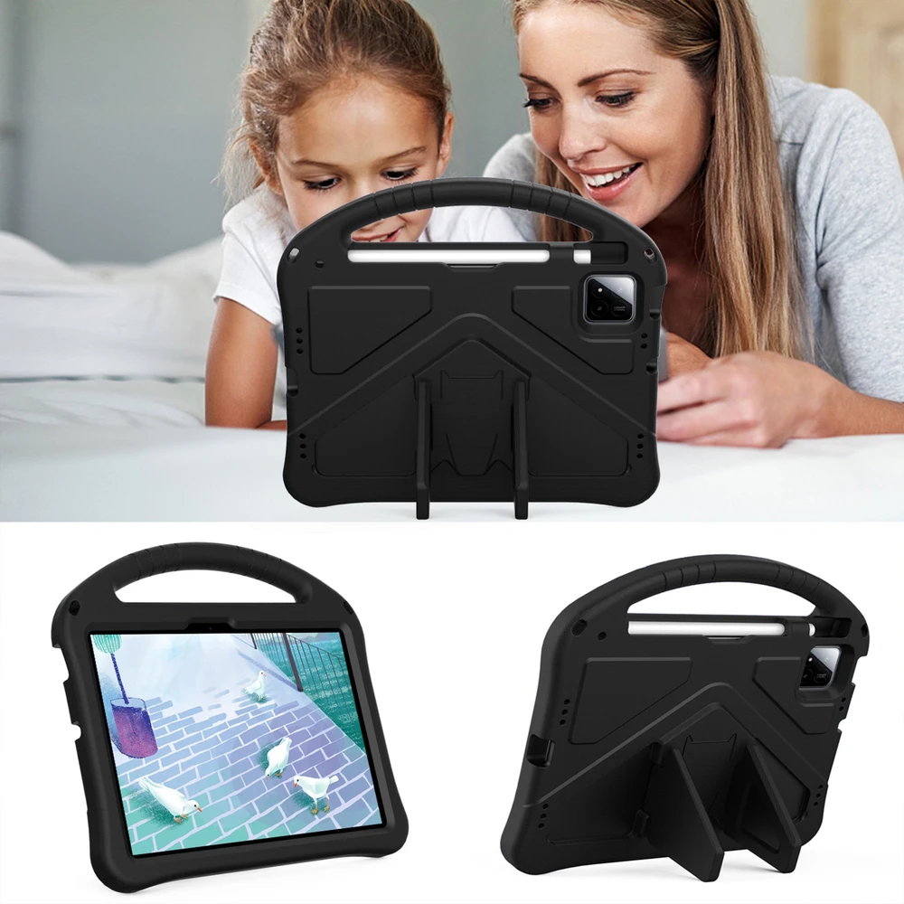 Planšetinio kompiuterio dėklas 4kom.pl FunColor, skirtas Xiaomi Pad 7 / Pad 7 Pro 11.2, šarvuotas / Xiaomi Pad 7 Pro, juodas – apsauginis su stovu