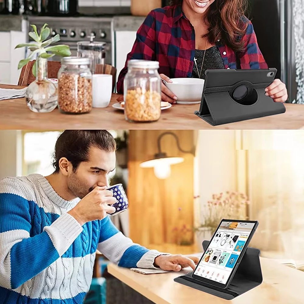 Planšetinio kompiuterio dėklas 4kom.pl 360 laipsnių sukamasis, skirtas Lenovo Tab M10 10.1 2022 3 Gen / Tab M10 Plus 2022 3-ioji karta, juodas – apsauginis su stovu