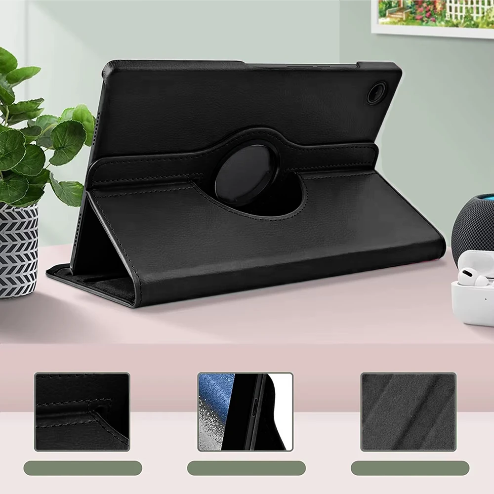 Planšetinio kompiuterio dėklas 4kom.pl 360 laipsnių sukamasis, skirtas Lenovo Tab M10 10.1 2022 3 Gen / Tab M10 Plus 2022 3-ioji karta, juodas – apsauginis su stovu
