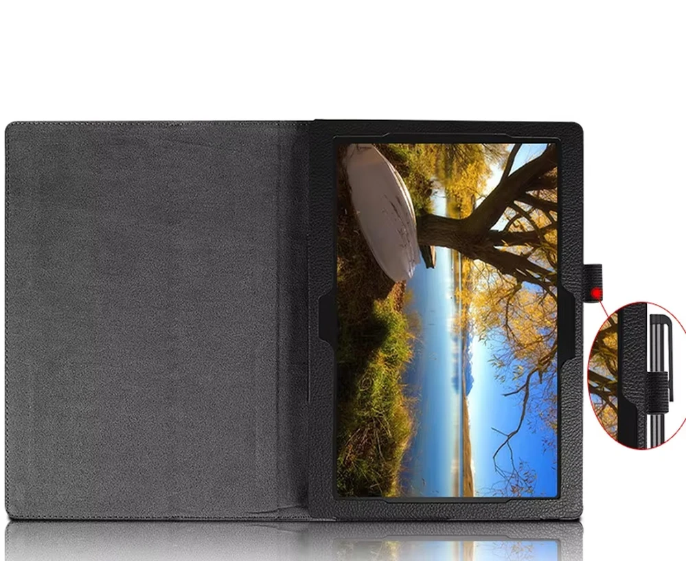 Planšetinio kompiuterio dėklas 4kom.pl Slim su dangteliu, skirtas Lenovo Tab M10 10.1 2022 3 Gen / 3rd Gen, juodas – apsauginis su stovu