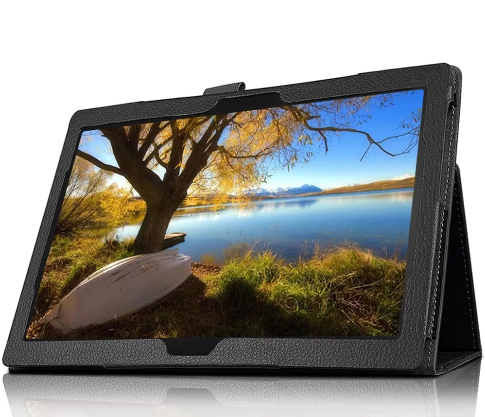 Planšetinio kompiuterio dėklas 4kom.pl Slim su dangteliu, skirtas Lenovo Tab M10 10.1 2022 3 Gen / 3rd Gen, juodas – apsauginis su stovu