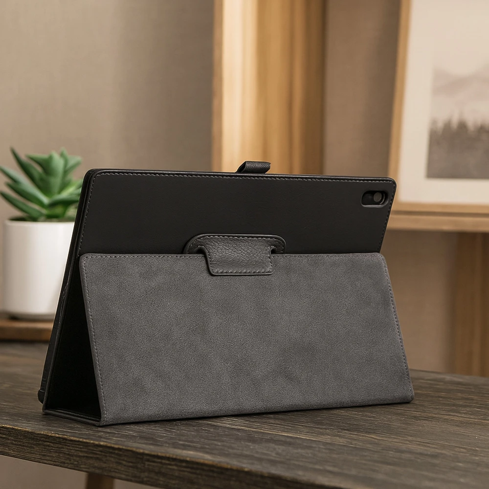 Planšetinio kompiuterio dėklas 4kom.pl Slim su dangteliu, skirtas Lenovo Tab M10 10.1 2022 3 Gen / 3rd Gen, juodas – apsauginis su stovu