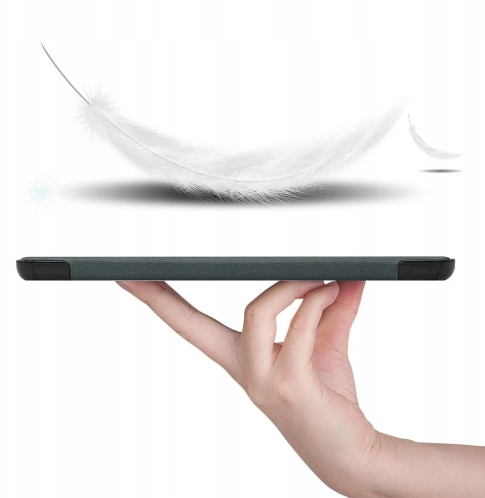 Planšetinio kompiuterio dėklas 4kom.pl Smart Case, skirtas Lenovo Tab Plus, tamsiai žalias – apsauginis su stovu