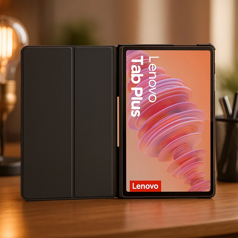 Planšetinio kompiuterio dėklas 4kom.pl Smart Case, skirtas Lenovo Tab Plus, tamsiai žalias – apsauginis su stovu