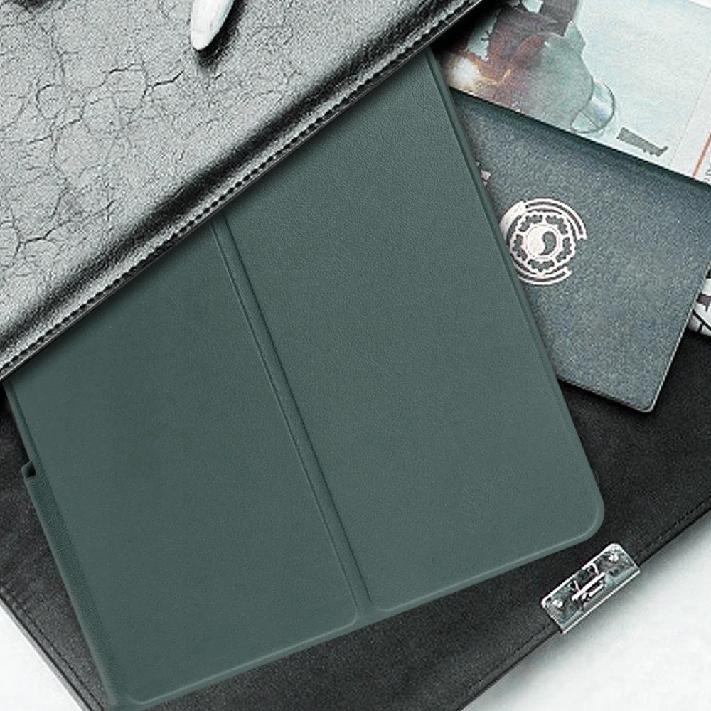 Planšetinio kompiuterio dėklas 4kom.pl Smart Case, skirtas Lenovo Tab Plus, tamsiai žalias – apsauginis su stovu