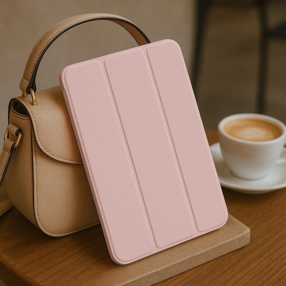 Planšetinio kompiuterio dėklas 4kom.pl Smart Case, skirtas Redmi Pad SE 8.7 2024, rožinis – apsauginis su stovu, prieiga prie prievadų ir mygtukų