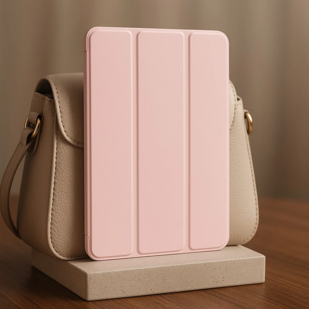 Planšetinio kompiuterio dėklas 4kom.pl Smart Case, skirtas Redmi Pad SE 8.7 2024, rožinis – apsauginis su stovu, prieiga prie prievadų ir mygtukų