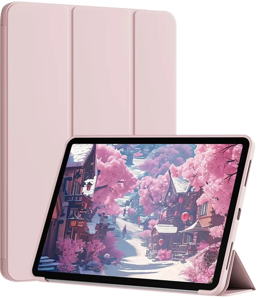 Planšetinio kompiuterio dėklas 4kom.pl Smart Case, skirtas Redmi Pad SE 8.7 2024, rožinis – apsauginis su stovu, prieiga prie prievadų ir mygtukų