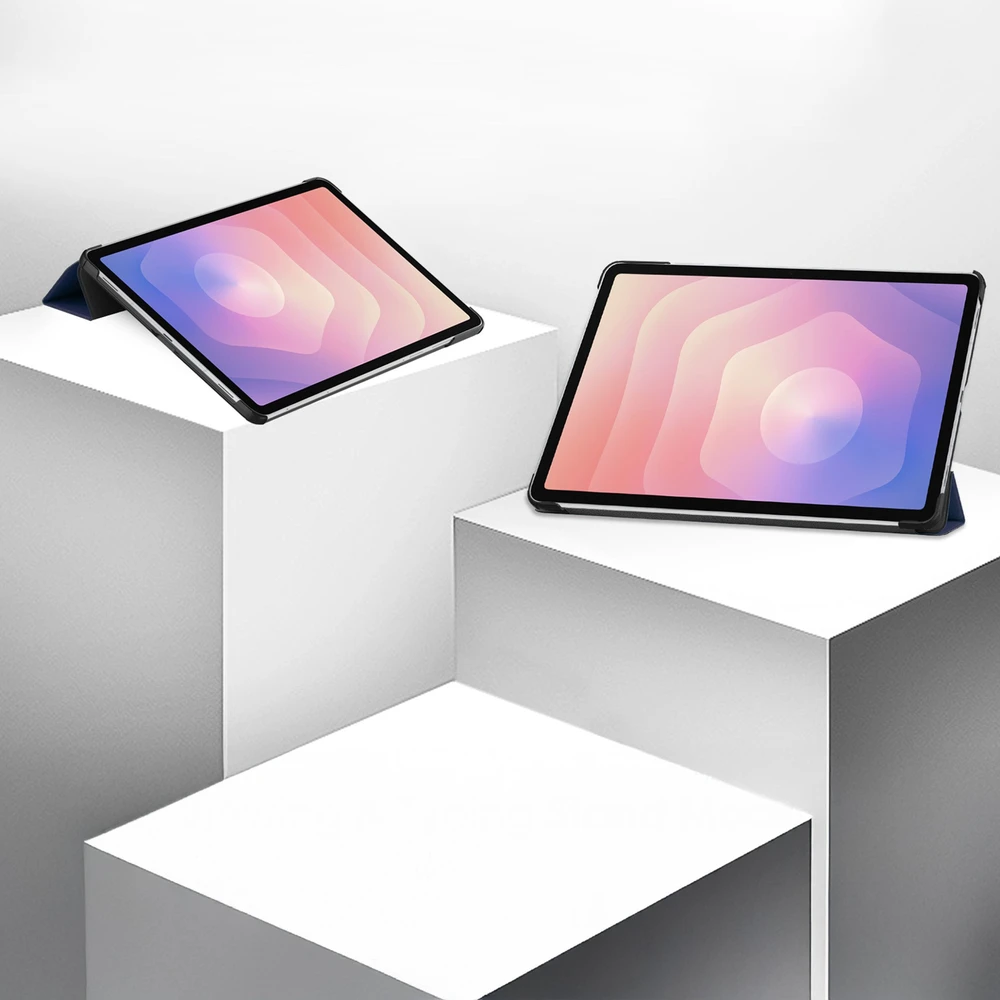 Planšetinio kompiuterio dėklas Strado-Tech Smart skirtas Samsung Galaxy Tab S11 11 SM SMX736 su dangteliu, tamsiai mėlynas – apsauginis