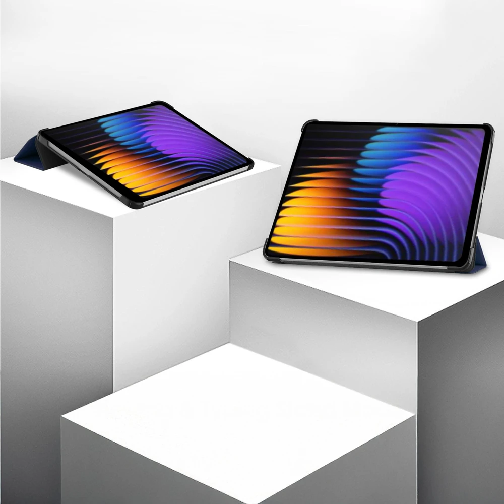 Dėklas na tablet Strado-Tech Smart do Xiaomi Pad 7 / Pad 7 Pro 11.2 su klapką / Xiaomi Pad 7 Pro, tamsiai mėlyna - ochronne su podstawką