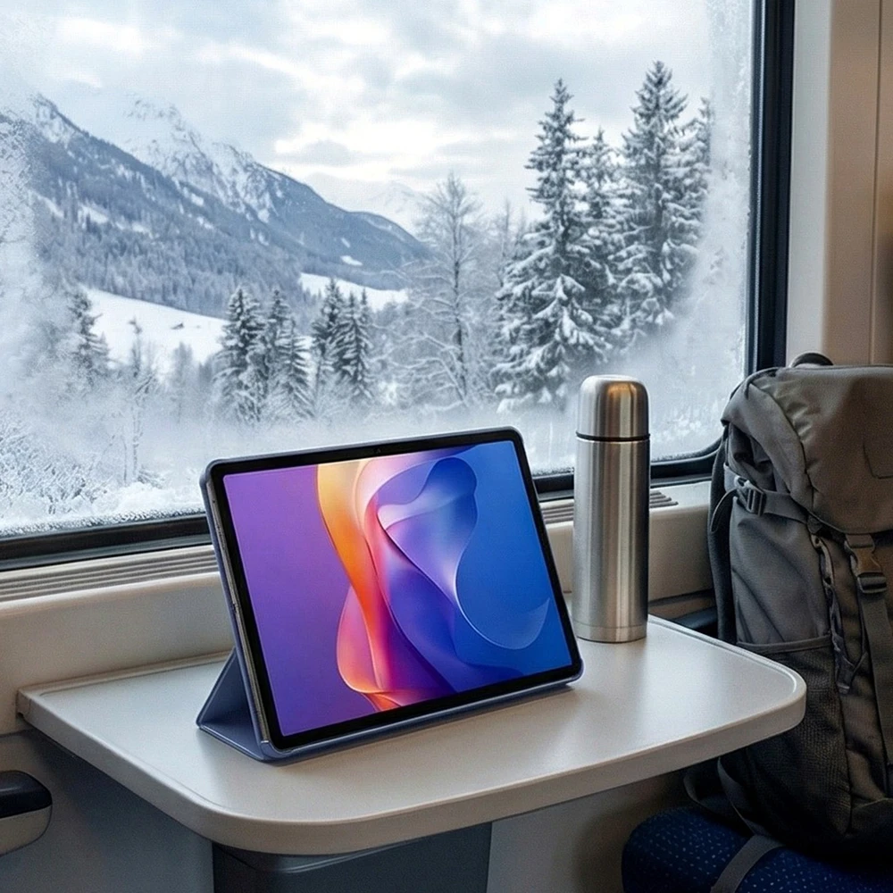 Planšetinio kompiuterio dėklas 4kom.pl Smart, skirtas Xiaomi Redmi Pad 2 11 2025, su dangteliu, tamsiai mėlynas – apsauginis su stovu