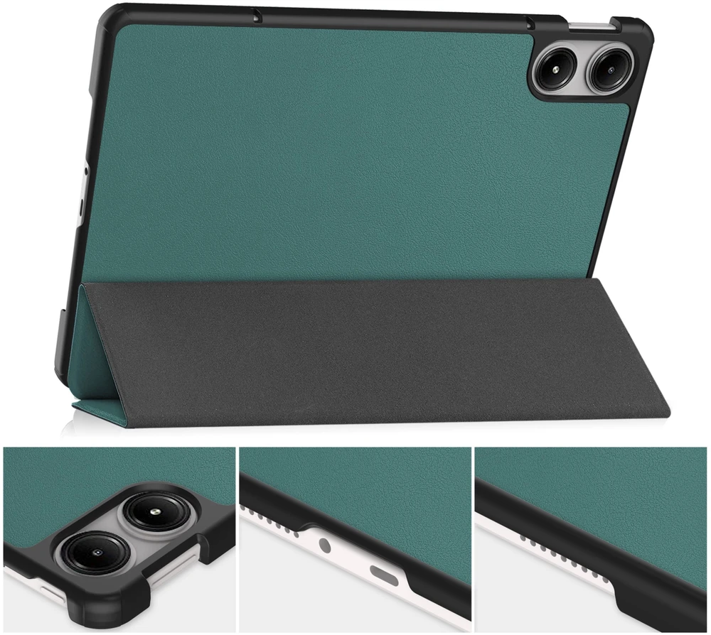 Planšetinio kompiuterio dėklas Strado-Tech Smart skirtas Xiaomi Redmi Pad Pro 12.1 2024 su dangteliu / Redmi Pad Pro 12.1 2024, žalias – apsauginis su stovu