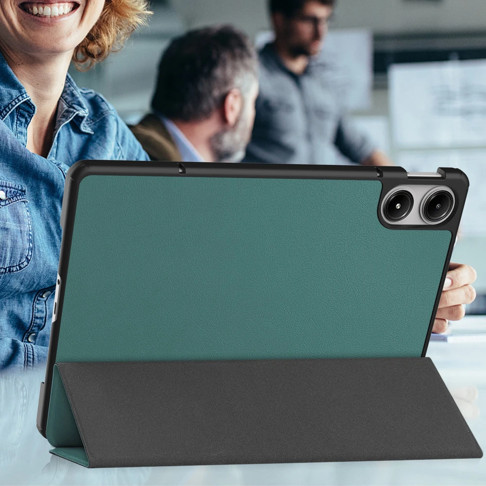 Planšetinio kompiuterio dėklas Strado-Tech Smart skirtas Xiaomi Redmi Pad Pro 12.1 2024 su dangteliu / Redmi Pad Pro 12.1 2024, žalias – apsauginis su stovu
