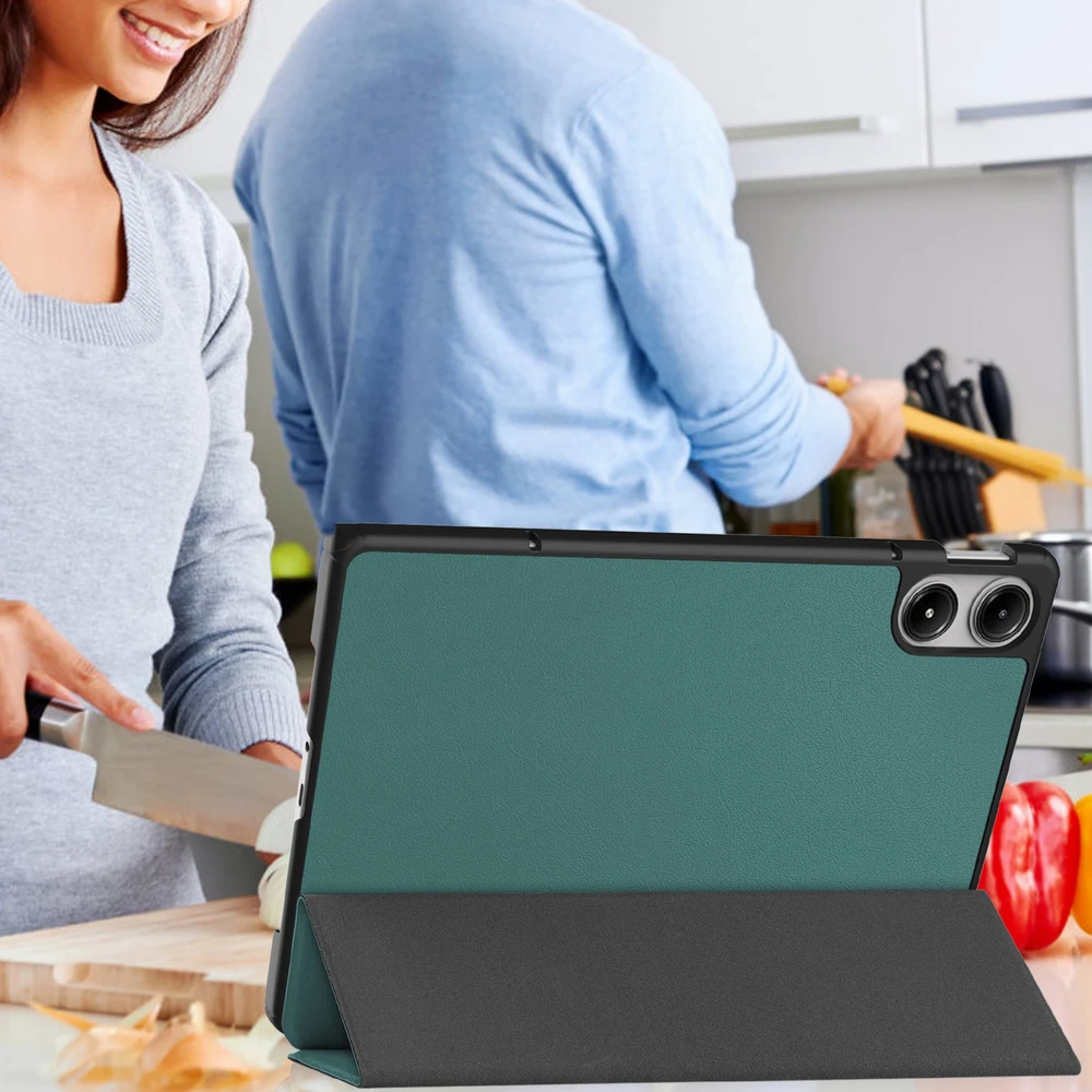 Planšetinio kompiuterio dėklas Strado-Tech Smart skirtas Xiaomi Redmi Pad Pro 12.1 2024 su dangteliu / Redmi Pad Pro 12.1 2024, žalias – apsauginis su stovu