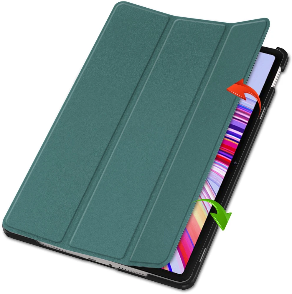 Planšetinio kompiuterio dėklas Strado-Tech Smart skirtas Xiaomi Redmi Pad Pro 12.1 2024 su dangteliu / Redmi Pad Pro 12.1 2024, žalias – apsauginis su stovu