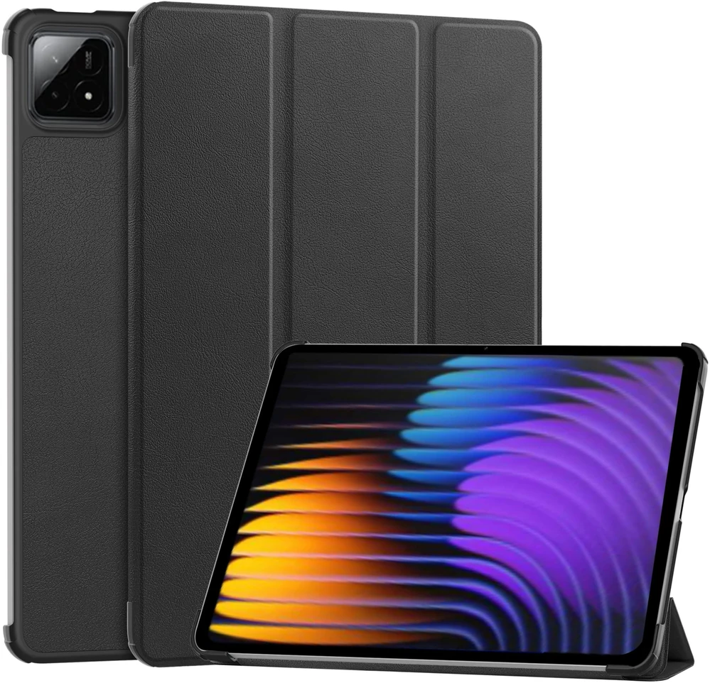 Planšetinio kompiuterio dėklas 4kom.pl Smart, skirtas Xiaomi Pad 7 / Pad 7 Pro 11 / Xiaomi Pad 7 Pro, juodas - apsauginis su stovu