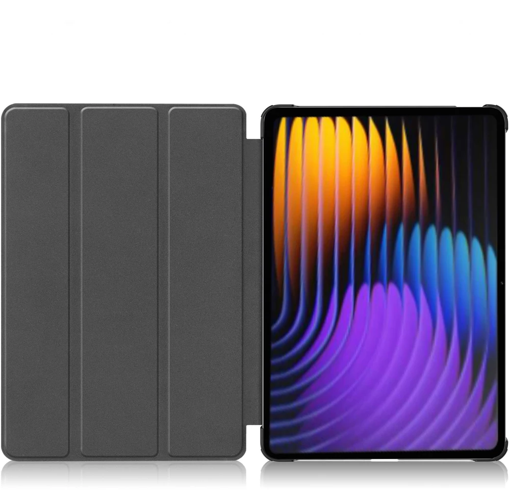 Planšetinio kompiuterio dėklas 4kom.pl Smart, skirtas Xiaomi Pad 7 / Pad 7 Pro 11 / Xiaomi Pad 7 Pro, juodas - apsauginis su stovu