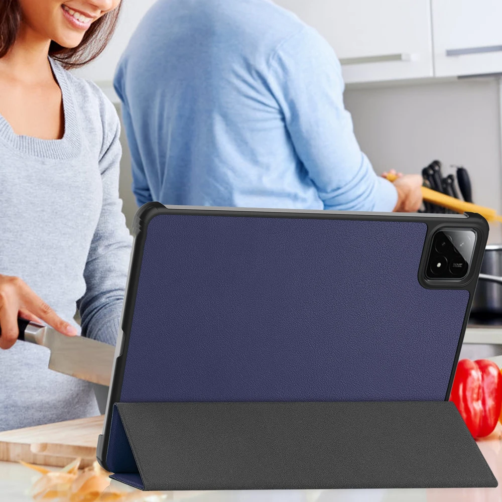 Dėklas na tablet Strado-Tech Smart do Xiaomi Pad 7 / Pad 7 Pro 11.2 su klapką / Xiaomi Pad 7 Pro, tamsiai mėlyna - ochronne su podstawką