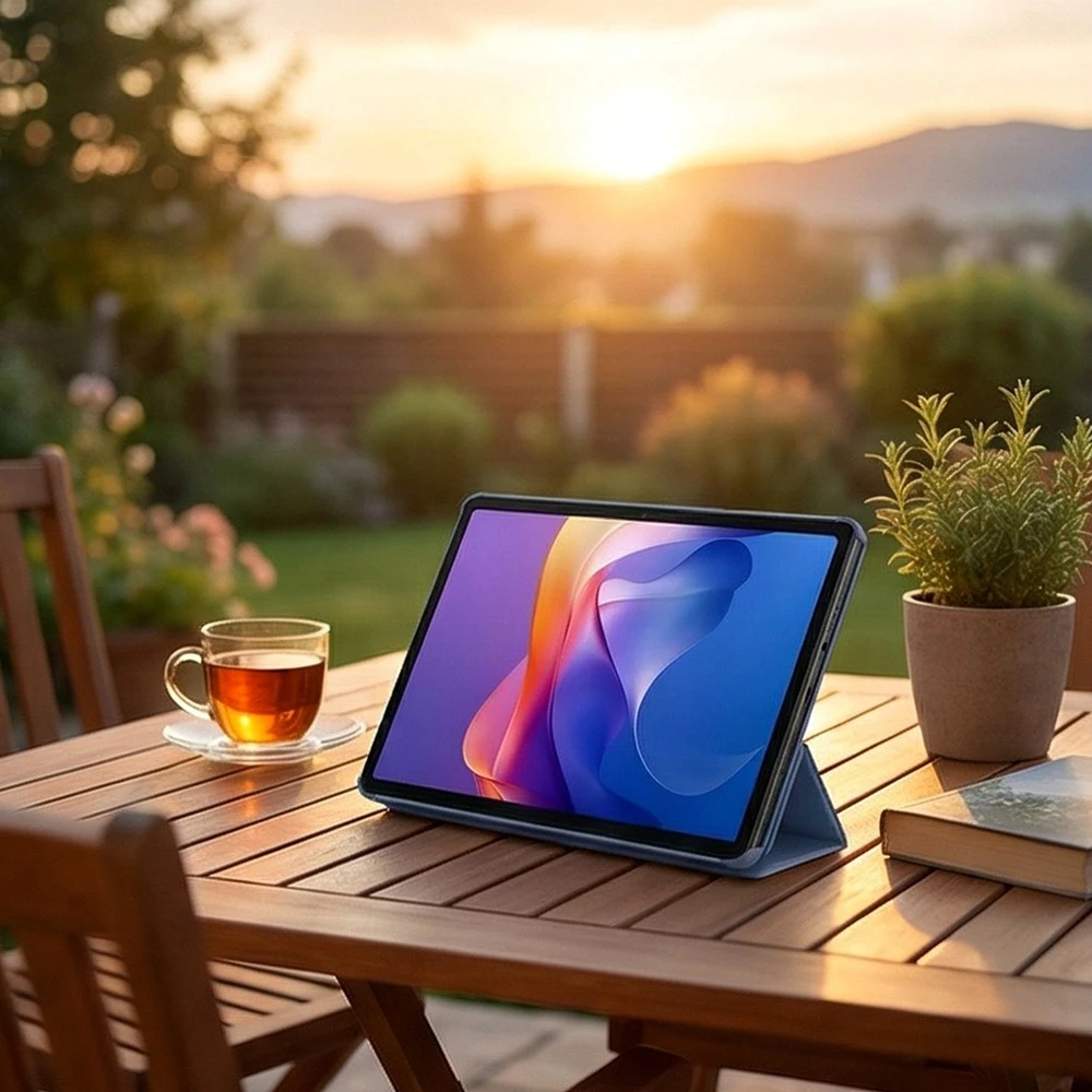 Planšetinio kompiuterio dėklas 4kom.pl Smart, skirtas Xiaomi Redmi Pad 2 11 2025, su dangteliu, tamsiai mėlynas – apsauginis su stovu