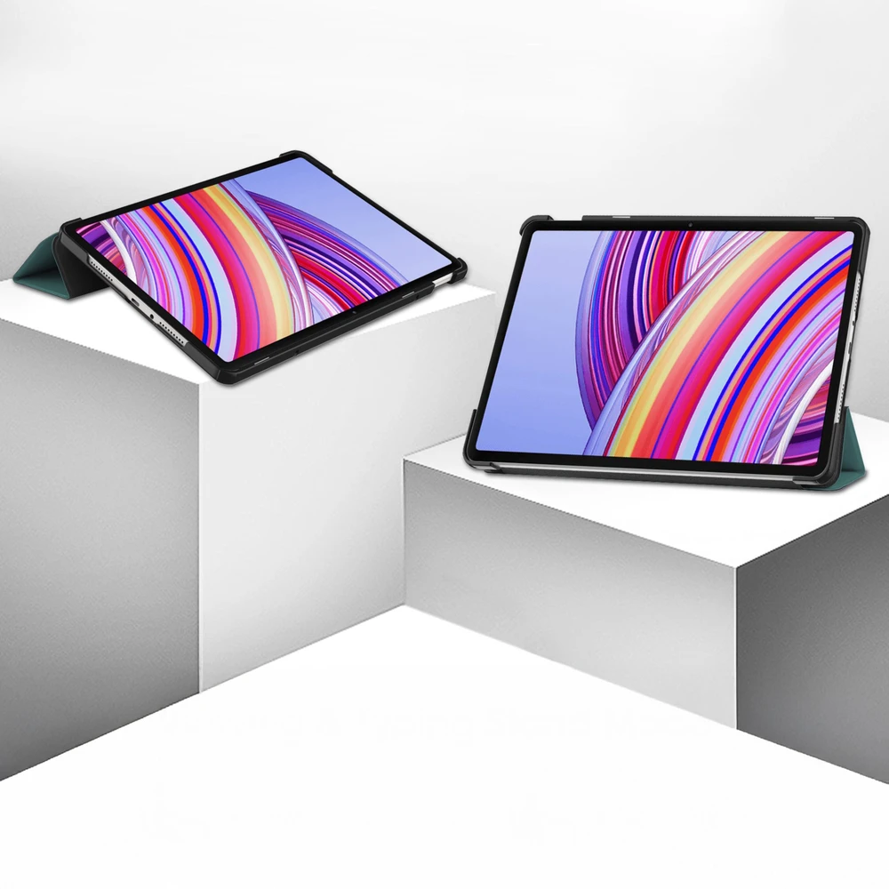 Planšetinio kompiuterio dėklas Strado-Tech Smart skirtas Xiaomi Redmi Pad Pro 12.1 2024 su dangteliu / Redmi Pad Pro 12.1 2024, žalias – apsauginis su stovu
