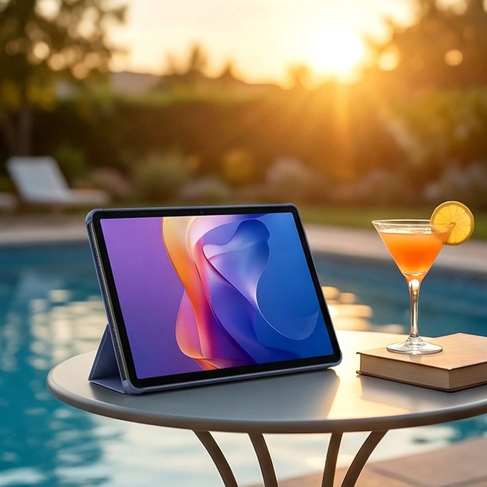 Planšetinio kompiuterio dėklas 4kom.pl Smart, skirtas Xiaomi Redmi Pad 2 11 2025, su dangteliu, tamsiai mėlynas – apsauginis su stovu